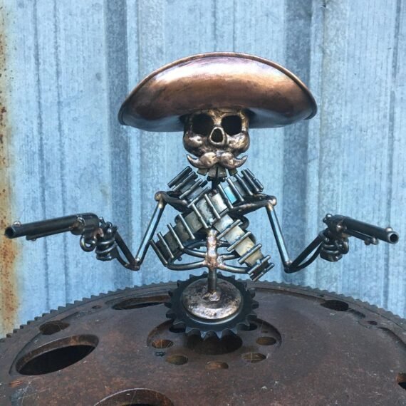 🔥HOT SALE NOW 79% OFF - Handmade Cast Cowboy Skull Gunslinger Hood Ornament Sculpture