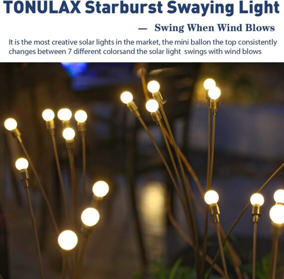 Solar Garden Lights - Solar Swaying Light, Sway by Wind, Solar Outdoor Lights,Solar Garden Decorative Lights Yard