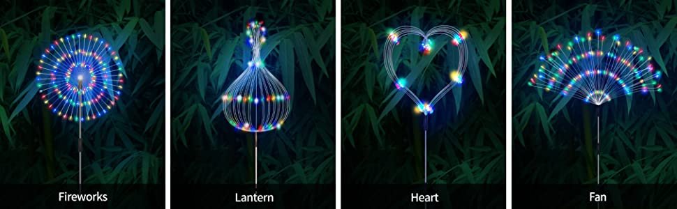 waterproof solar garden fireworks lamp