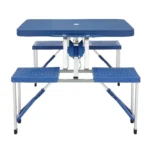 🔥Clearance Price $5.69🔥Foldable Picnic Table Suitcase w/4 Seats Umbrella Hole Chairs Set