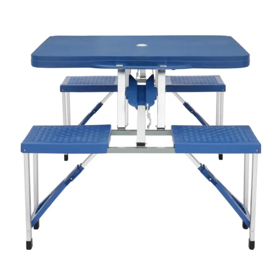 🔥Clearance Price $5.69🔥Foldable Picnic Table Suitcase w/4 Seats Umbrella Hole Chairs Set